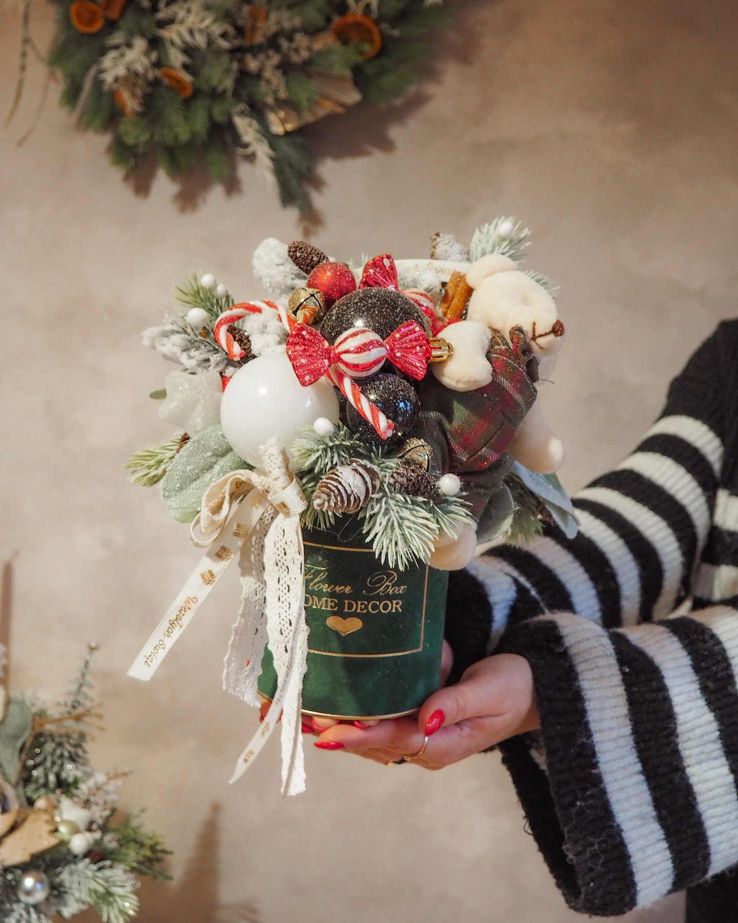 Flower Box Święta Bożego Narodzenia miś (PREMIUM) zdjęcie 1