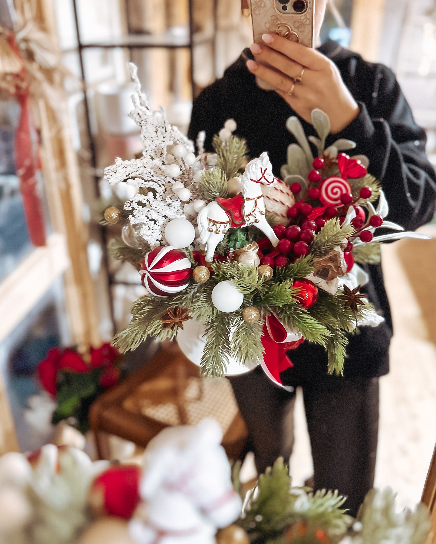 Flower Box Święta Bożego Narodzenia konik czerwień (PREMIUM) zdjęcie 1