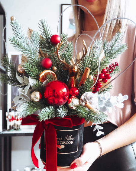 Kompozycja świąteczna renifer złoty   (PREMIUM)