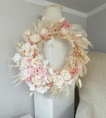 Wianek boho pełny trawa pampasowa  (Premium)