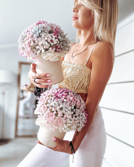 Flower Box bukiet z gipsówki (PREMIUM)