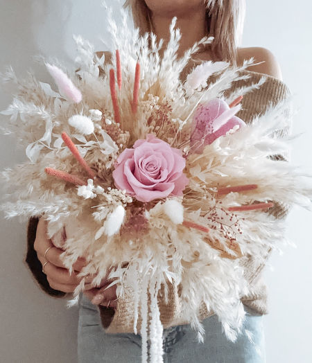 Flower Box wieczna róża różowa duży bukiet suszu (PREMIUM)