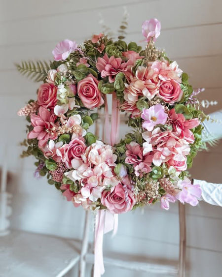 Wianek wiosenny pastelowy róż (PREMIUM)