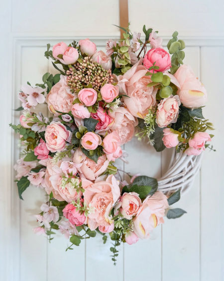 Wianek piwonia i pełniki pastelowy  (PREMIUM)