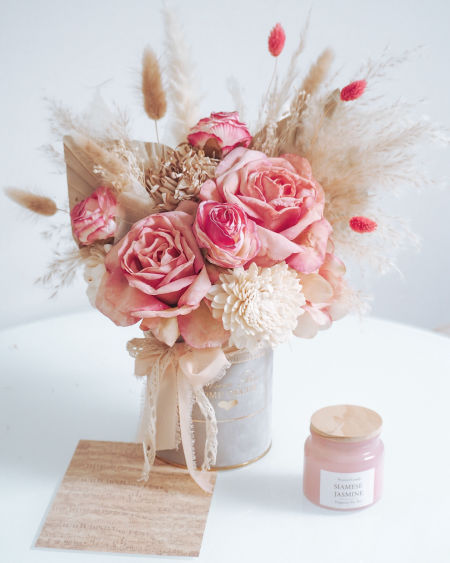 Flower Box Pudrowe Vintage róże  (PREMIUM) zdjęcie 2