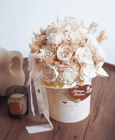 Flower Box kwiaty shola i gipsówka (PREMIUM) zdjęcie 2