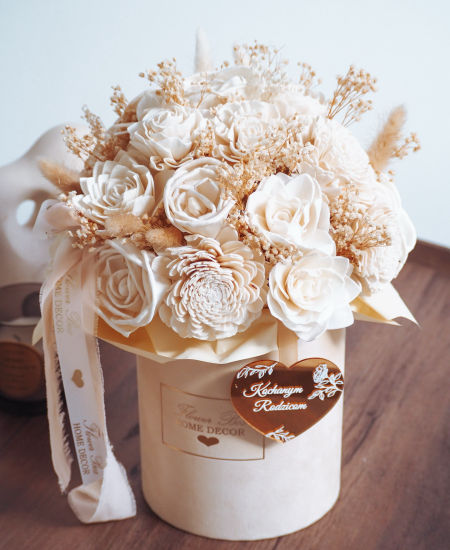 Flower Box kwiaty shola i gipsówka (PREMIUM) zdjęcie 1