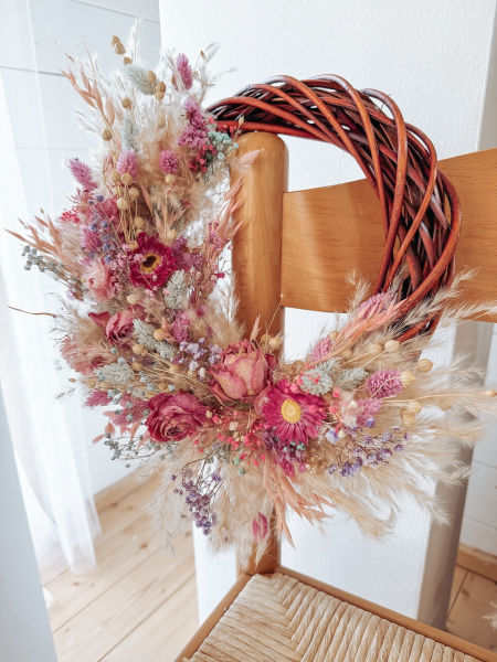 Wianek z suszu naturalny pastelowy 30 cm (PREMIUM) zdjęcie 2