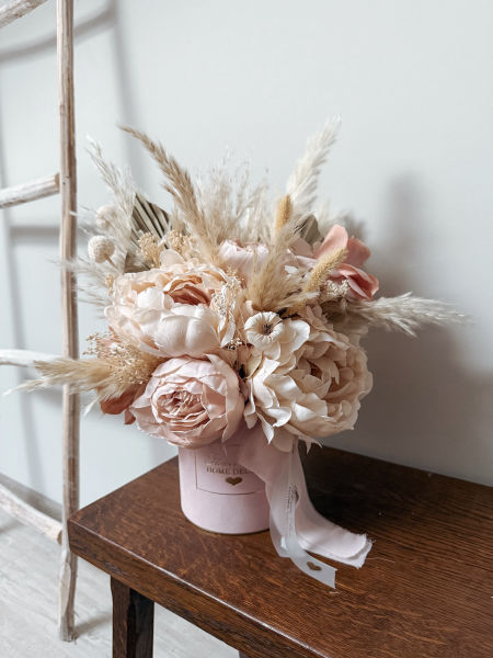 Flower Box bukiet nude róż boho(PREMIUM) zdjęcie 2
