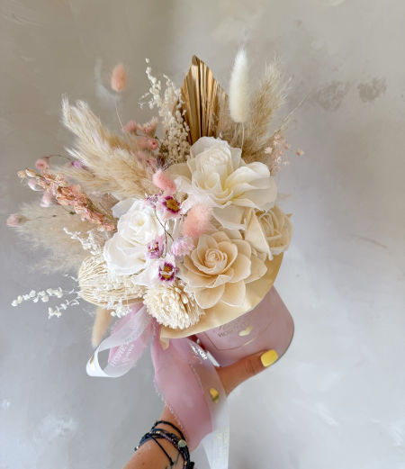 Flower Box wieczny, róże i suszone kwiaty  (PREMIUM)