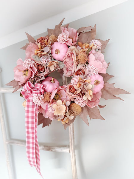 Wianek pastelowo-różowy jesienny  (PREMIUM)