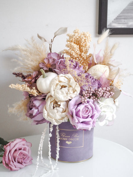 Flower Box jesienny fiolet biała dynia (PREMIUM)