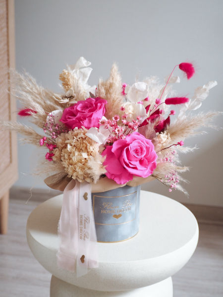 Flower Box wieczne róże fuksja (PREMIUM)