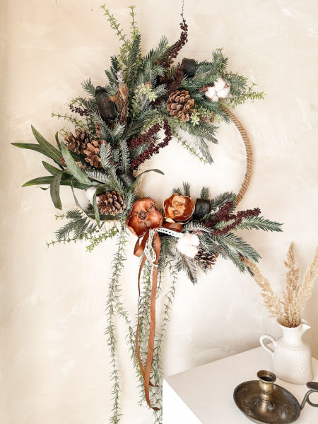 Wianek jesienno zimowy zieleń i brąz (PREMIUM)