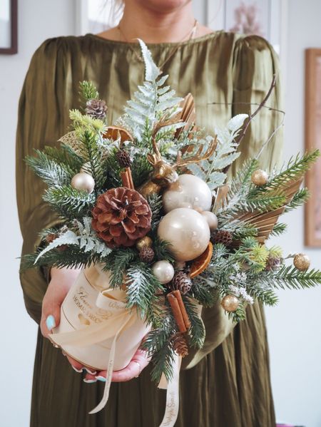 Kompozycja świąteczna Renifer złoto krem  (PREMIUM)