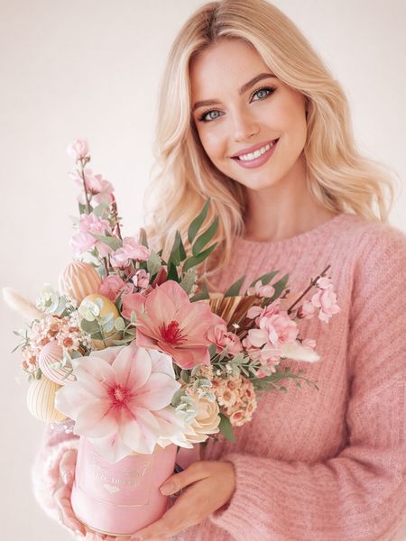 Flower Box wiosenny pastelowe pisanki (PREMIUM)