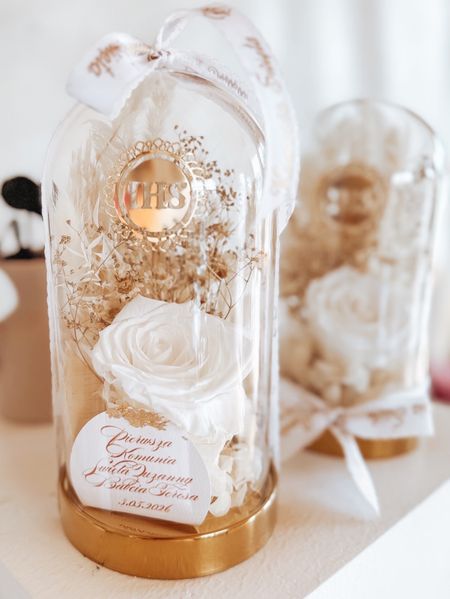 Szklana kopułaz wieczną różą Pamiątka Pierwszej Komunii Świętej (PREMIUM)