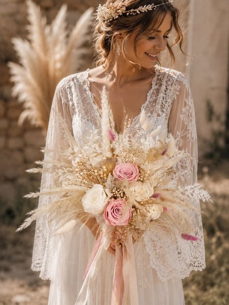 Bukiet z wiecznymi różami boho Ślubny Sesja (PREMIUM)