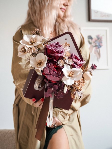 Flower Box burgundowy list (PREMIUM)