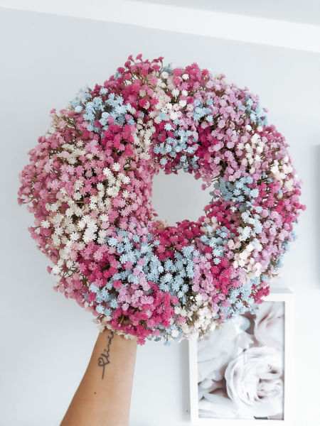 Wianek z kolorowej gipsówki  (PREMIUM)