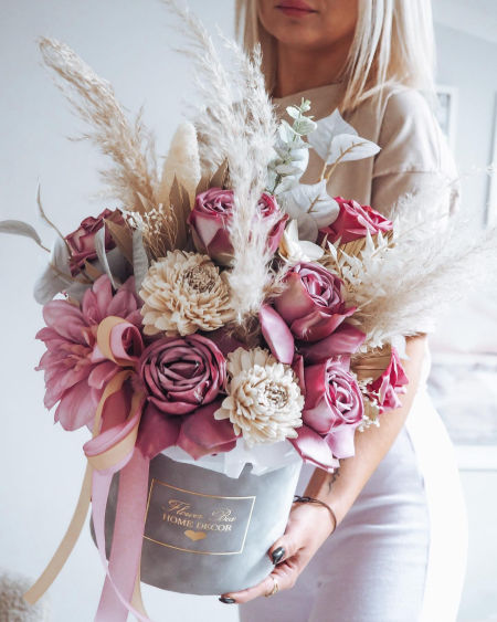 Flower Box róże Vintage fiolet  (PREMIUM)