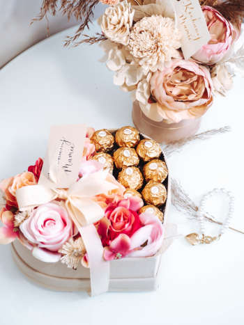 Flower Box Serce Ferrero M krem