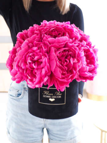 Flower Box Jedwabne Peonie Fuksja (PREMIUM)