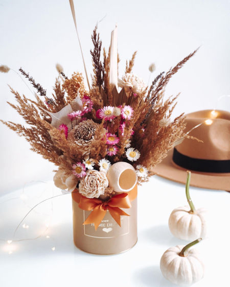 Flower Box bukiet suszonych roślin  złote pudełko (PREMIUM)