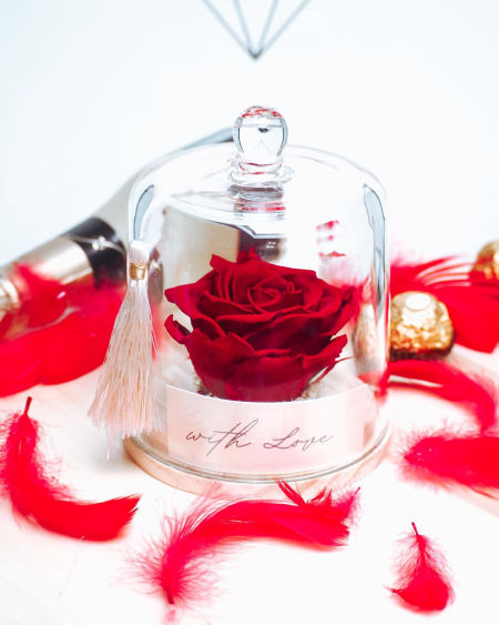 Wieczna róża w kopule Czerwona with Love