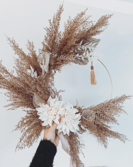 Wianek na obręczy Boho trawa