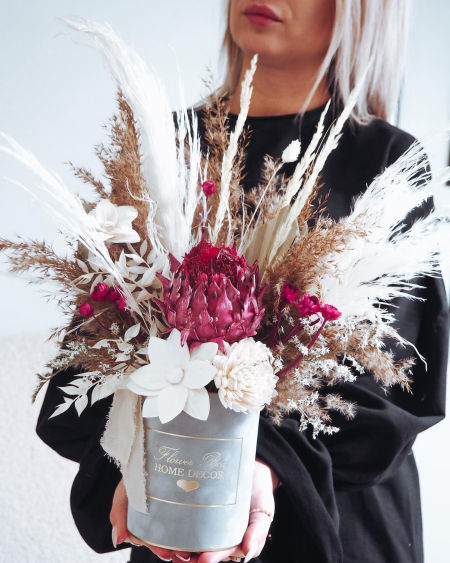 Flower Box boho trawa pampasowa  karczoch (PREMIUM)