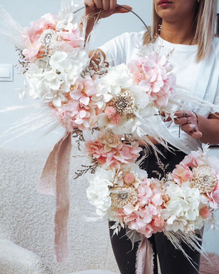 Wianek na obręczy wiosenny (35 cm)