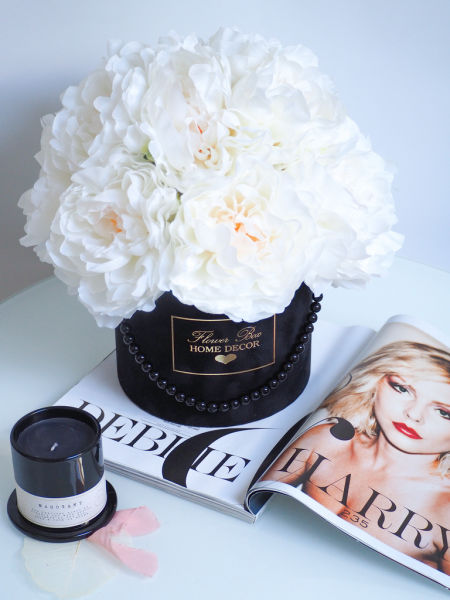 Flower Box Jedwabne Peonie krem lodowy (PREMIUM)