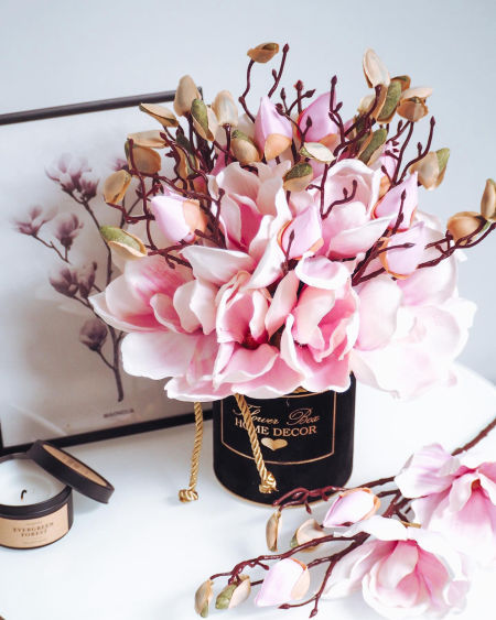 Flower Box Magnolie różowe  (PREMIUM)