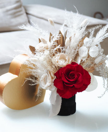 Kompozycja suszony bukiet wieczna róża czerwień (PREMIUM)