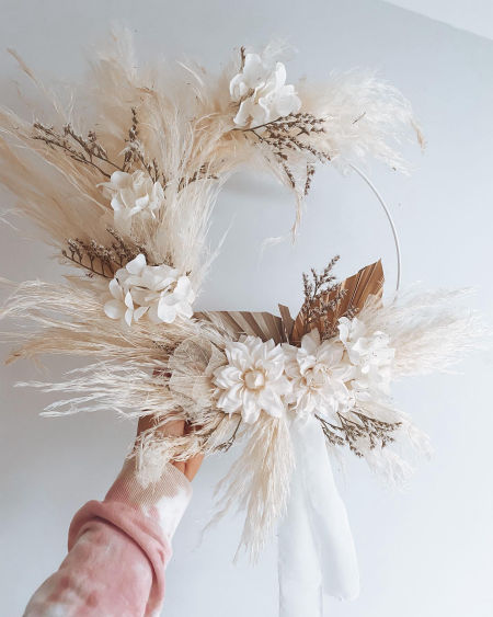 Wianek boho trawa pampasowa