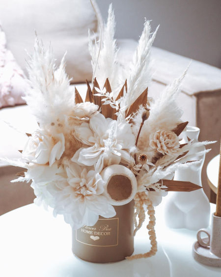 Flower Box susz dekoracyjny  Boho kremowe pudełko (PREMIUM)