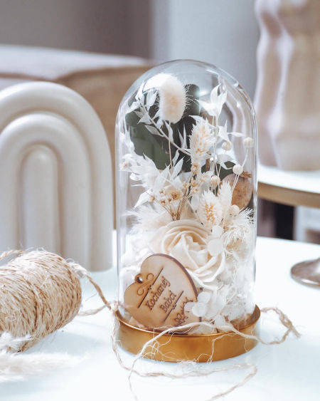 Szklana kopuła z suszem i eukaliptusem PREMIUM)