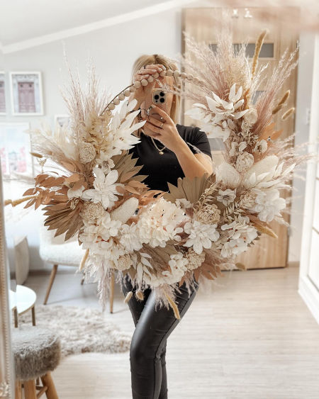 Wianek boho trawa pampasowa koraliki (PREMIUM)