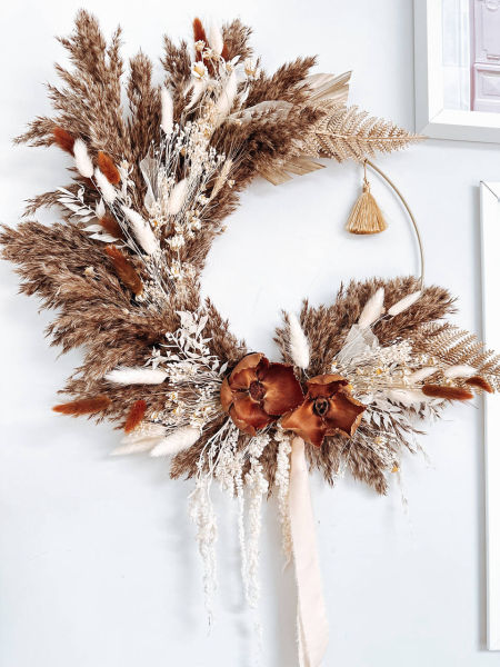 Wianek na obręczy boho suszony (PREMIUM)