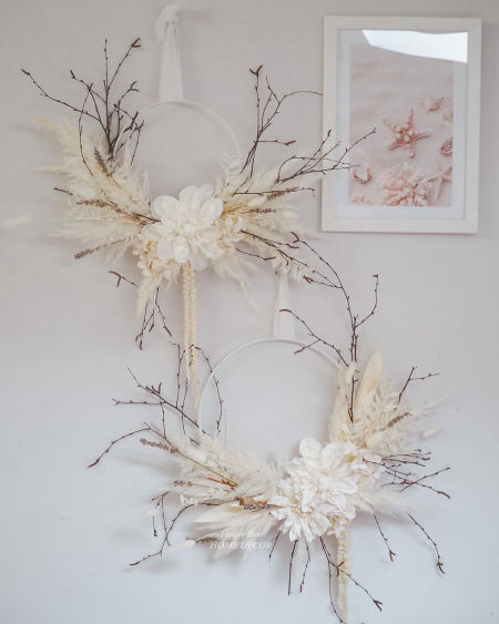 Wianeki boho trawa pampasowa KOMPLET 2 szt