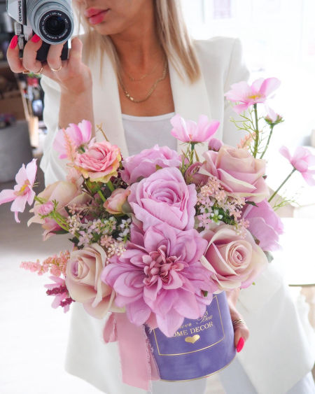 Flower Box liliowy pudełko fiolet  (PREMIUM)