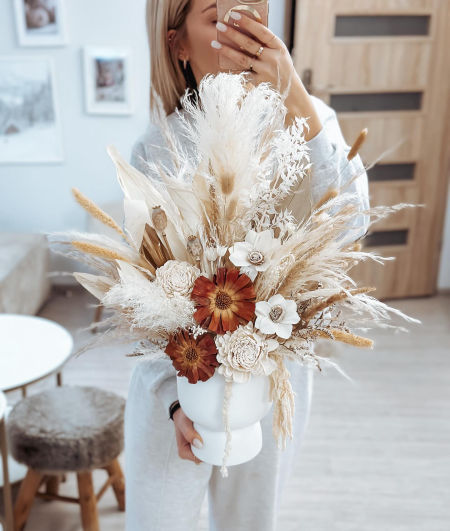 Kompozycja w ceramicznej osłonce BOHO natural  (PREMIUM)