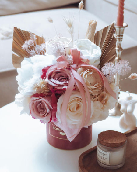 Flower Box przydymiony róż ze śmietanką (PREMIUM)