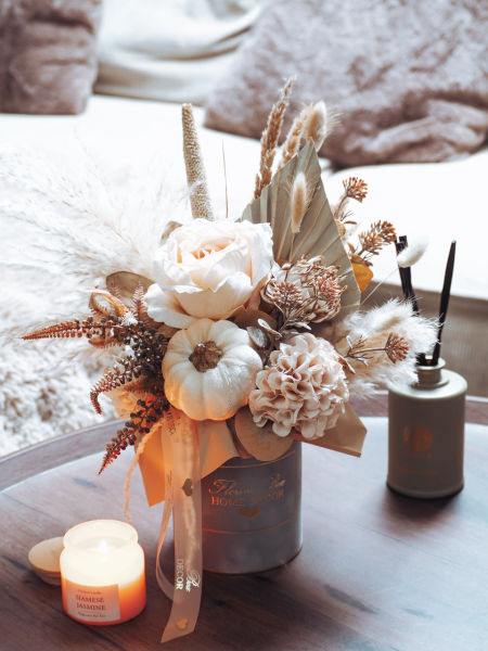 Flower Box jesienny kremowa dynia szary  (PREMIUM) zdjęcie 2