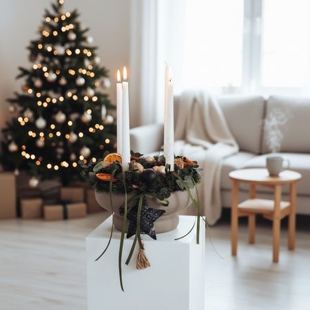 Kompozycja na stół świece Adwent  (PREMIUM)