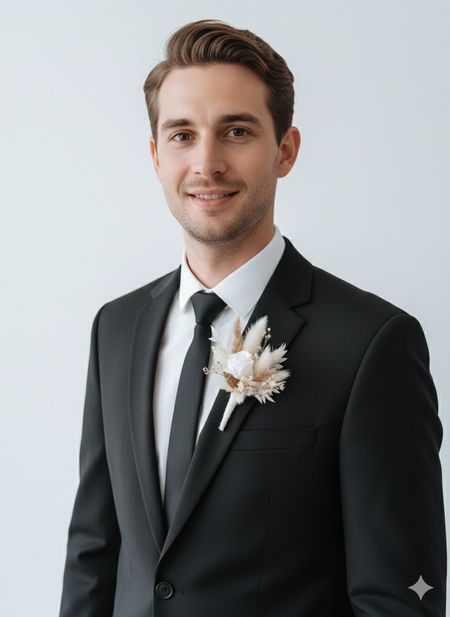 Bukiet butonierka z wieczną różą boho  (PREMIUM)