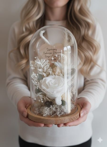 Szklana kopuła zimowa wieczna róża Podziękownia Prezent  (PREMIUM)